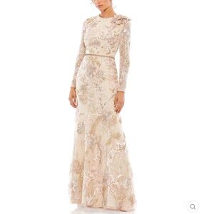 Mac Duggal Embroidered Lace Floral Trumpet Gown Dress NWT 4